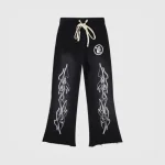Hellstar Pantalones de Chándal Pantalones de Chándal Flame Flare Negros