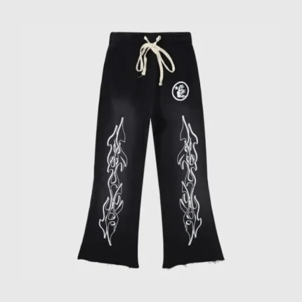 Hellstar Pantalones de Chándal Pantalones de Chándal Flame Flare Negros