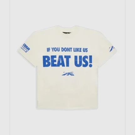 Hellstar Playera Playera Beat Us! Blanca Azul