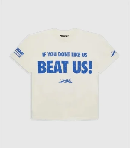 Hellstar Playera Playera Beat Us! Blanca Azul